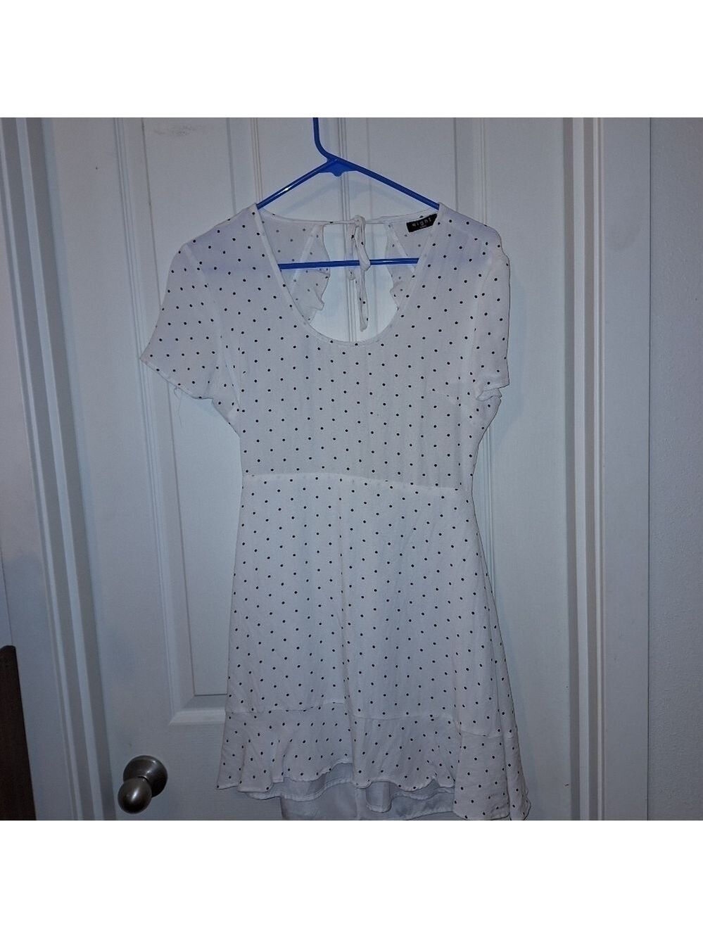 White Black Polka Dot Dress Medium